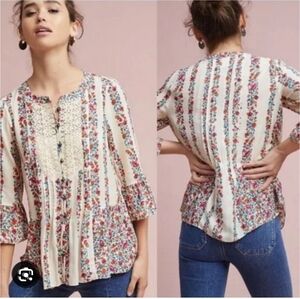Maeve by Anthropologie Floral Peasant Blouse